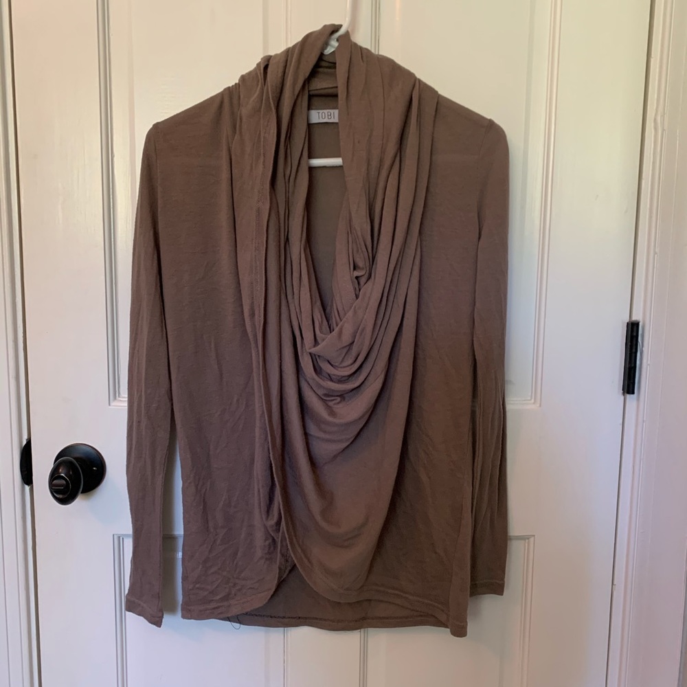 Mauve long sleeve scarf tie sweater